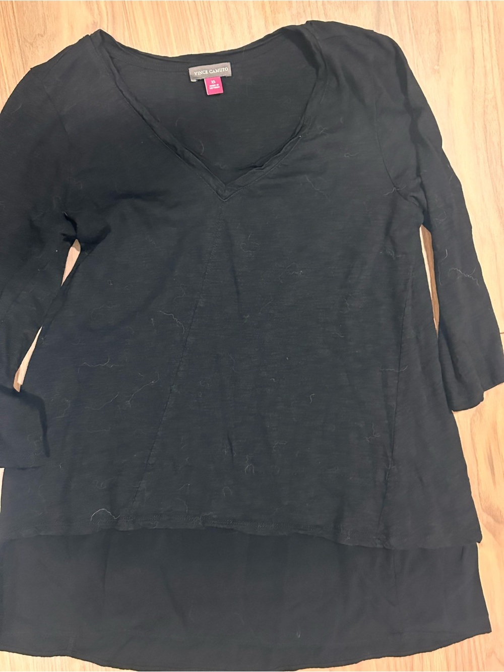 Vince Camuto Black V-Neck Layered Tunic Top